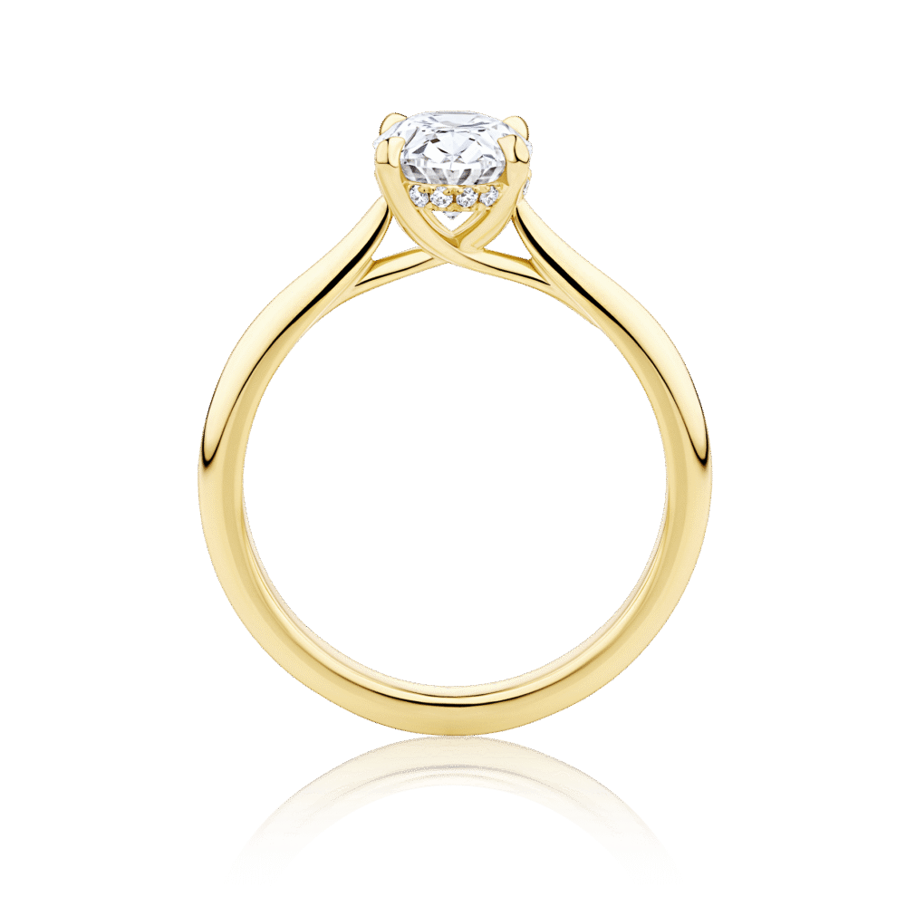 Gardenia Oval Hidden halo yellow gold