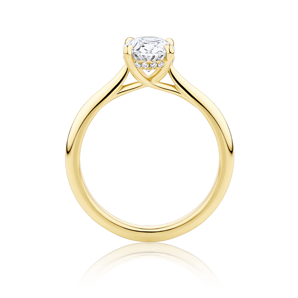 Gardenia Oval Hidden halo yellow gold