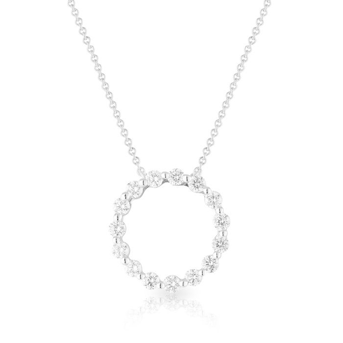 Small Circular Diamond White Gold Pendant