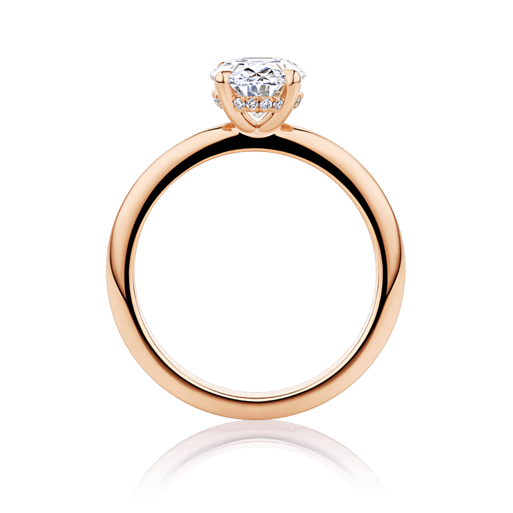 Waratah Oval Hidden halo rose gold side