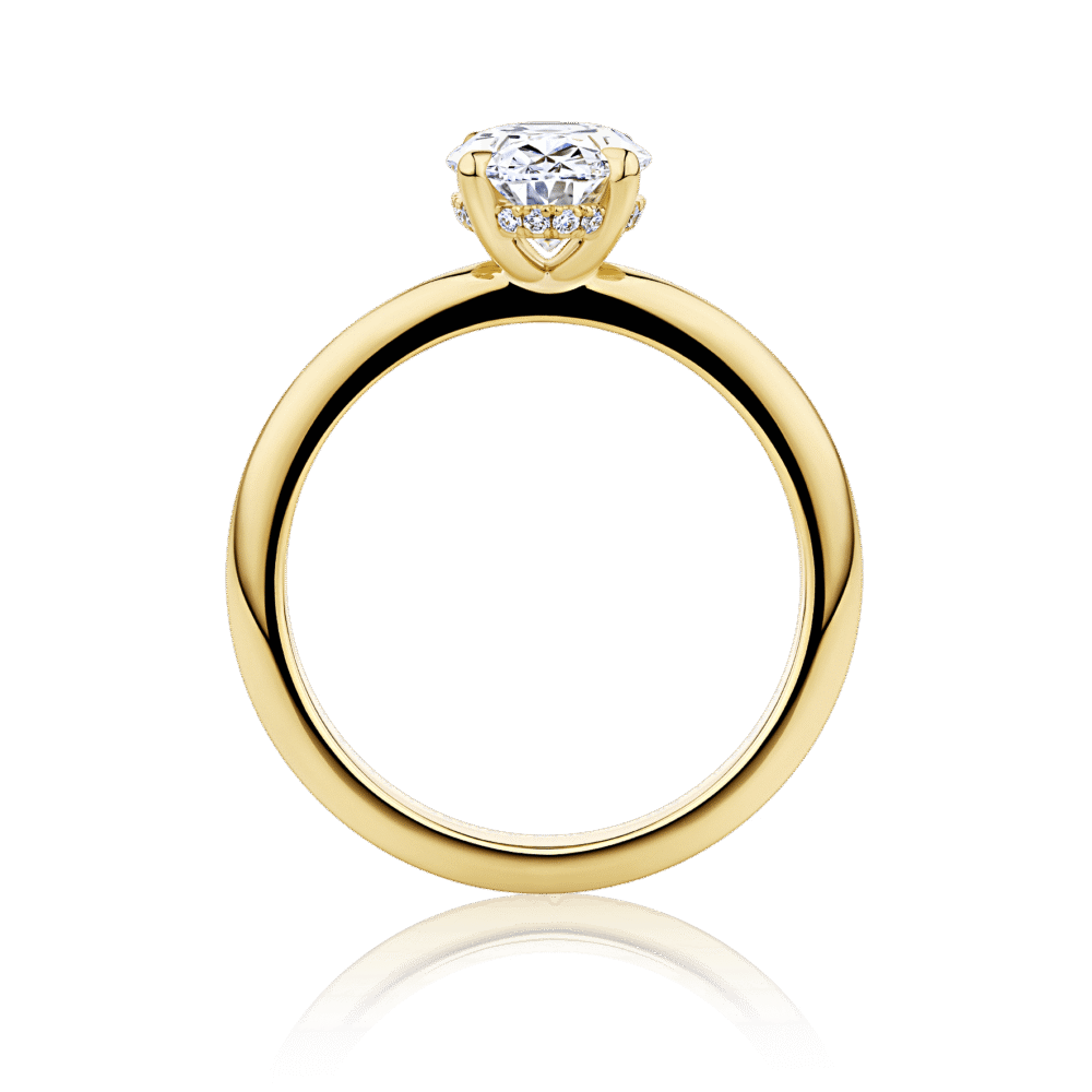Waratah Oval Hidden halo yellow gold side