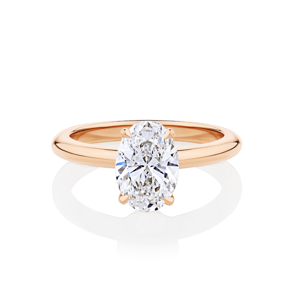 Waratah Oval Hidden halo rose gold top
