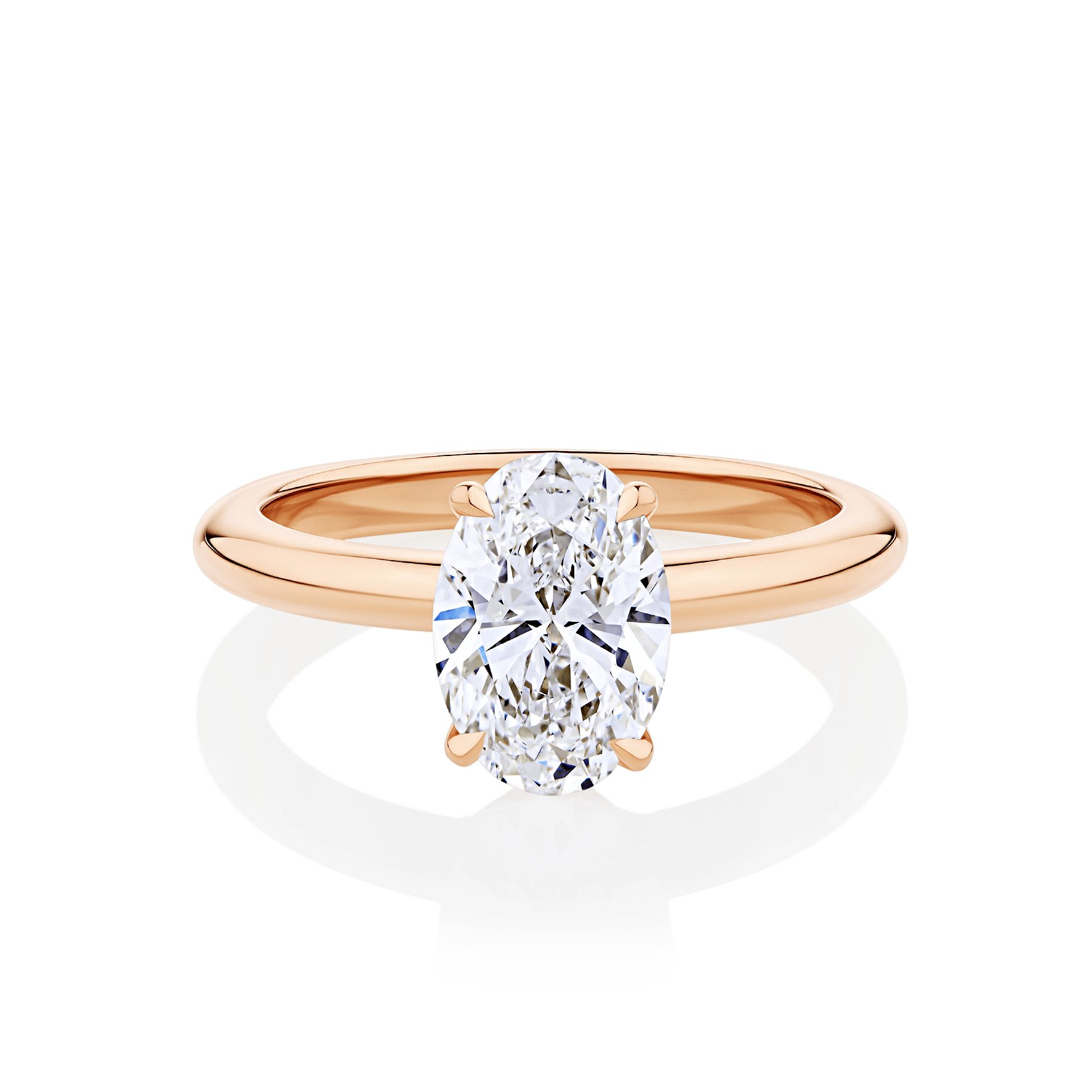 Waratah Oval Hidden halo rose gold top