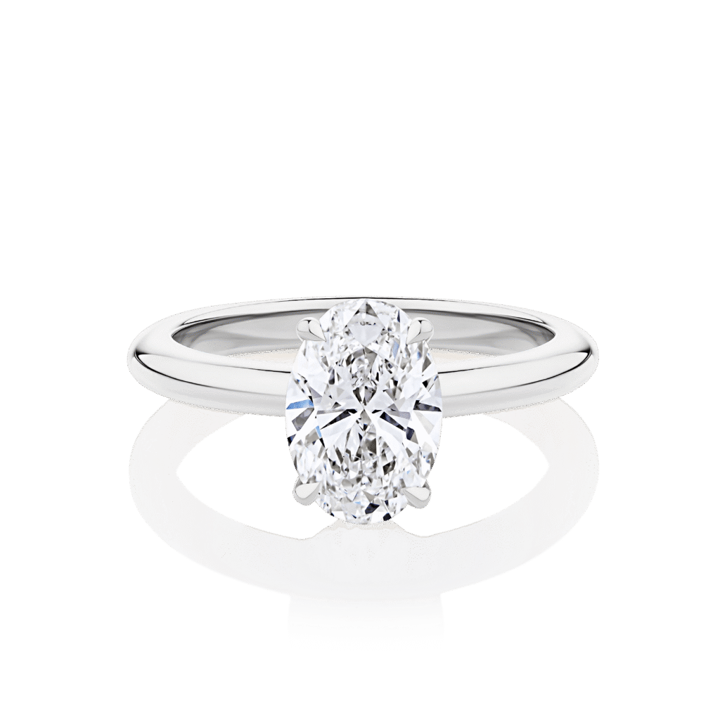 Waratah Oval Hidden halo white gold top