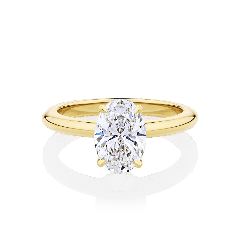 Waratah Oval Hidden halo yellow gold top