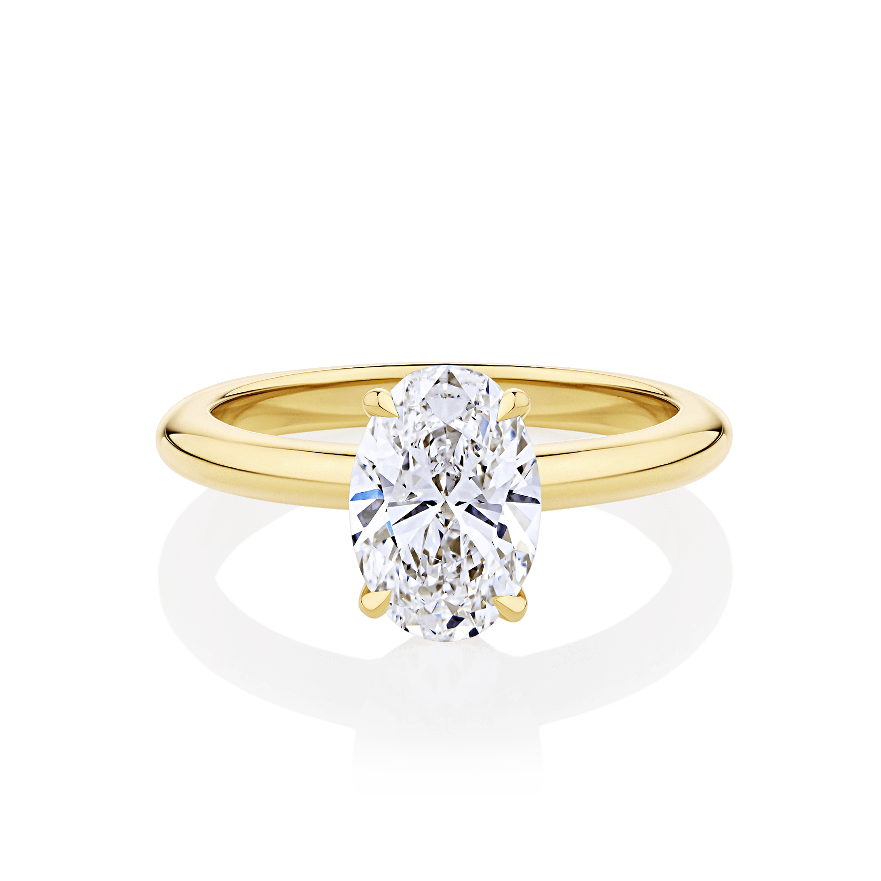 Waratah Oval Hidden halo yellow gold top