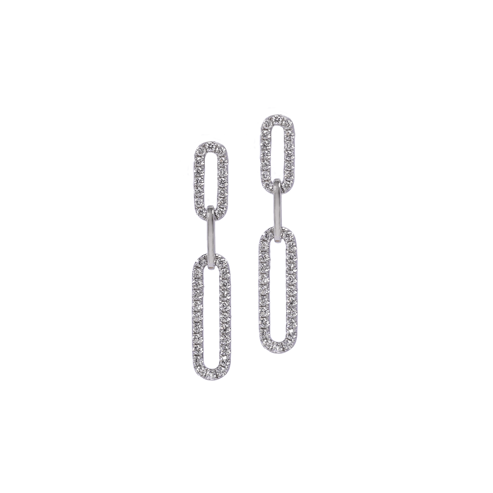 Paper clip earrings white gold