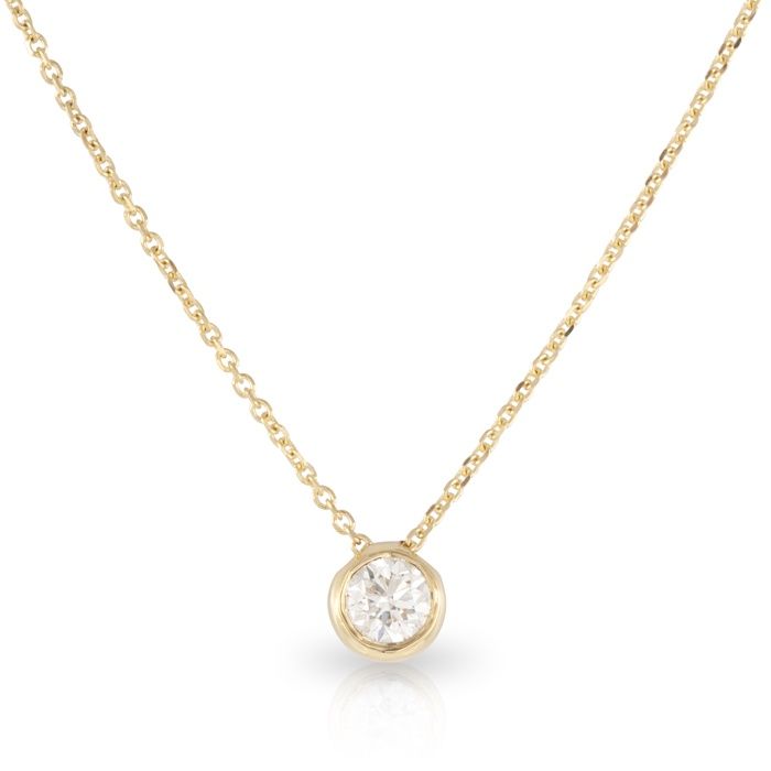 Yellow gold slider pendant natural diamond 0.19ct