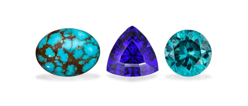 december birthstones turquoise tanzanite zircon courtesy GIA