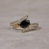 Bypass Style Black Sapphire Ring Accented by Natural Diamonds 2