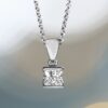 Custom Princess Cut Diamond Pendant in White Gold
