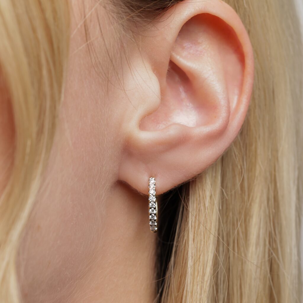 Oval lab diamond huggies 9ct yellow gold