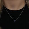 Sapphire and Diamond Halo Fixed Pendant White Gold