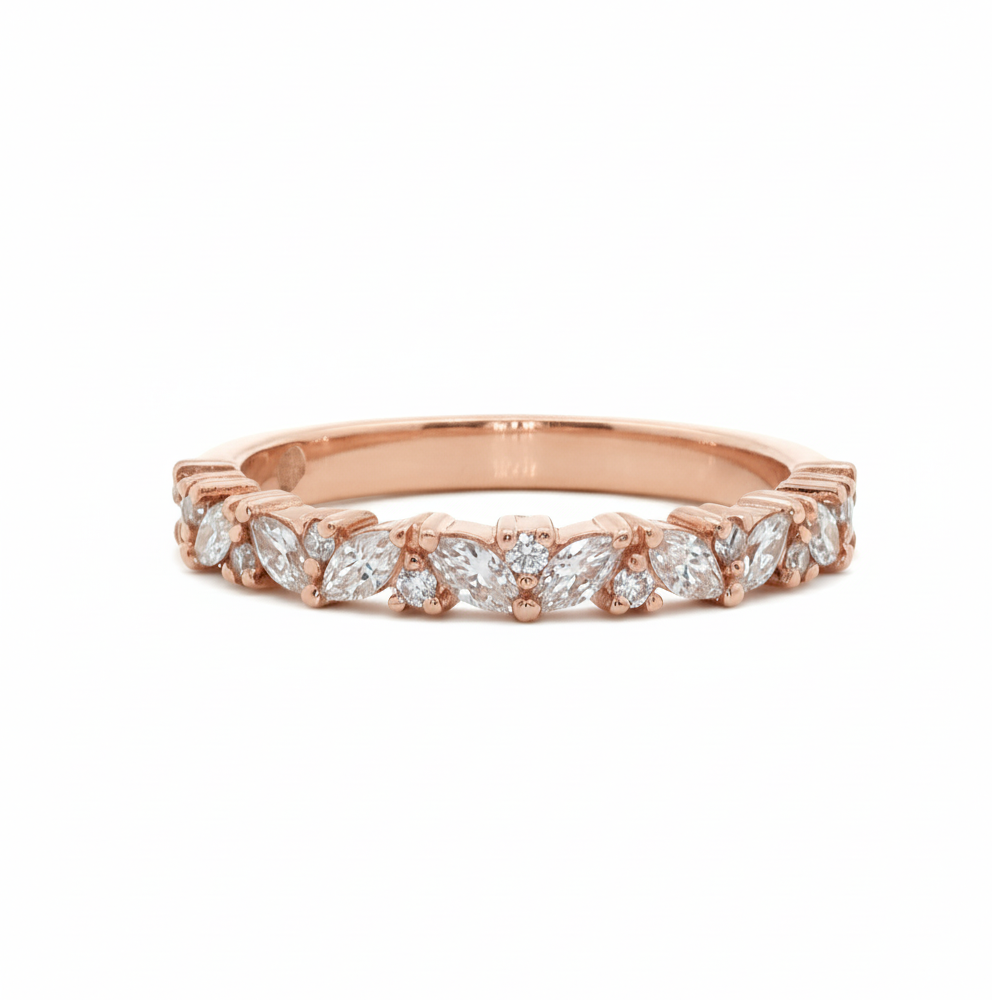 Eden Marquise and Round Diamond Rose Gold Women's Wedding Ring