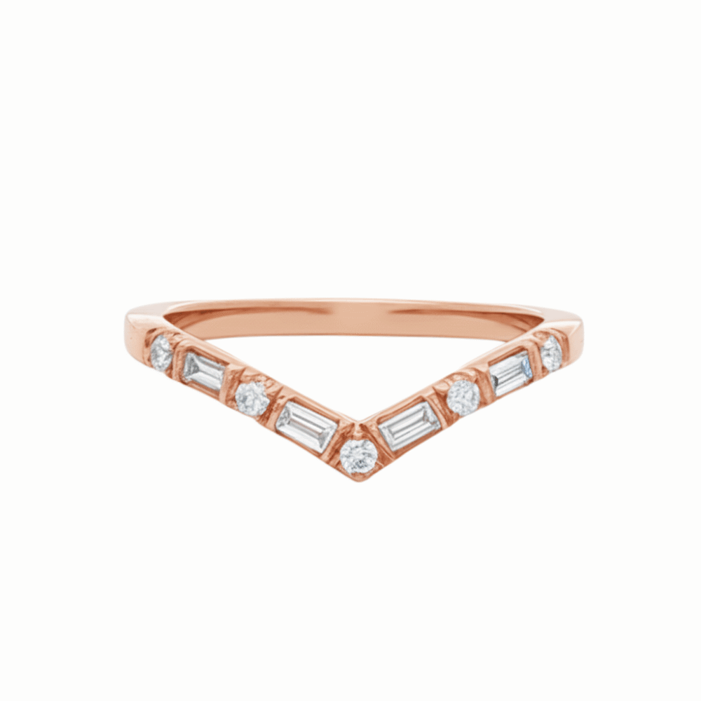Hamilton Peaked Baguette Women's Rose Gold Lab Diamond Wedding Ring